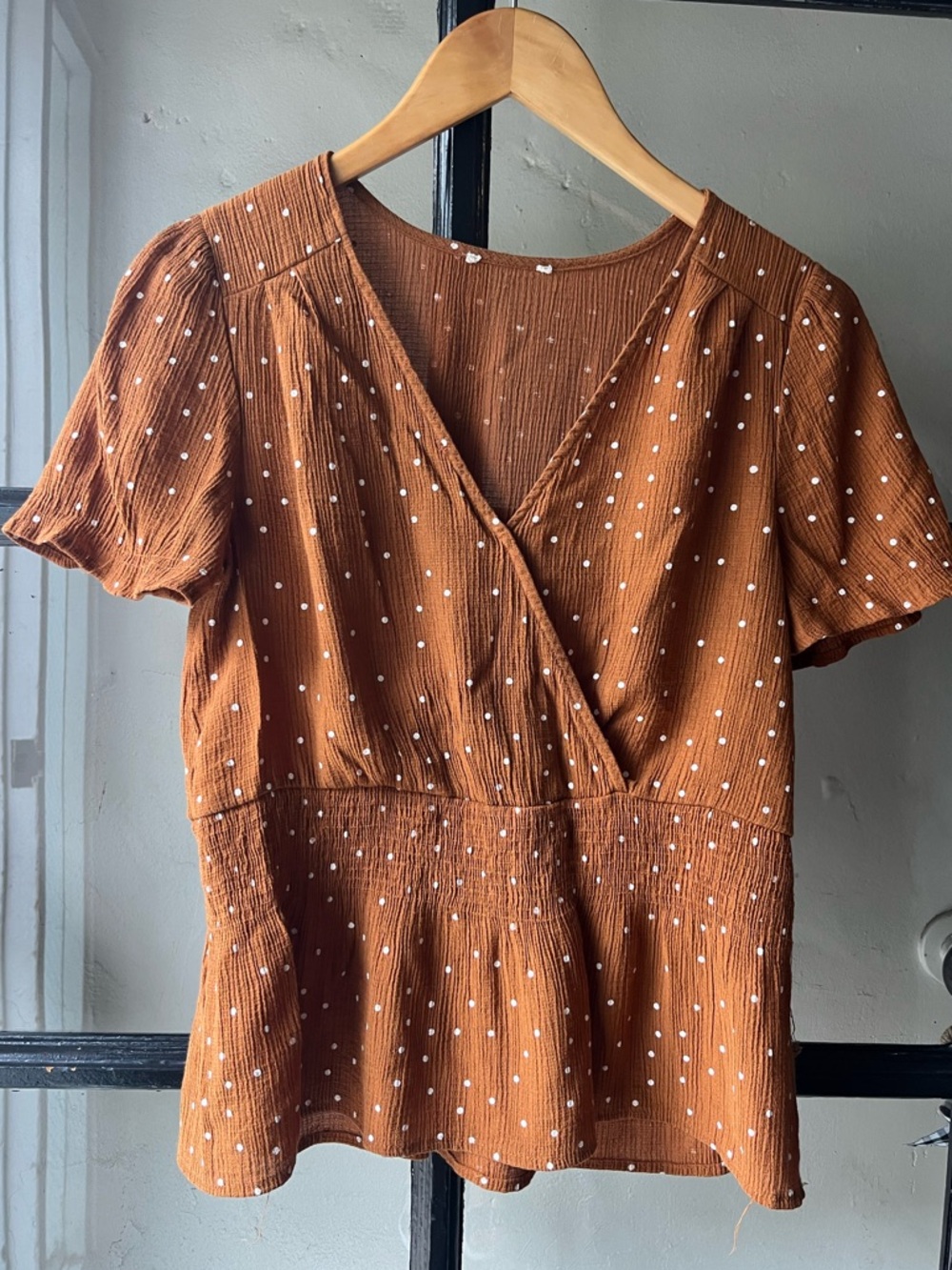 Lovely Rust Brown Polka Dot Blouse